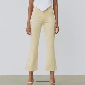 zara cropped flare jeans beige